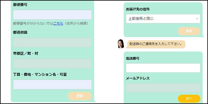 ドクタースティックの購入方法:ステップ③個人情報の入力