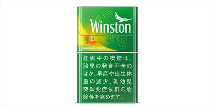 タバコ銘柄ウィンストン・スパークリングメンソール・5・ボックスのパッケージデザイン