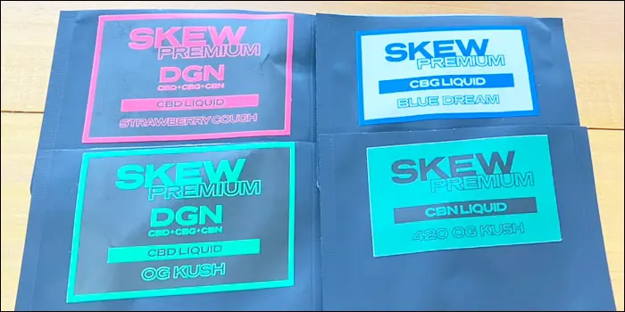 skew(スキュー) CBDリキッド 吸い方 使い方 レビュー リキッドパッケージ